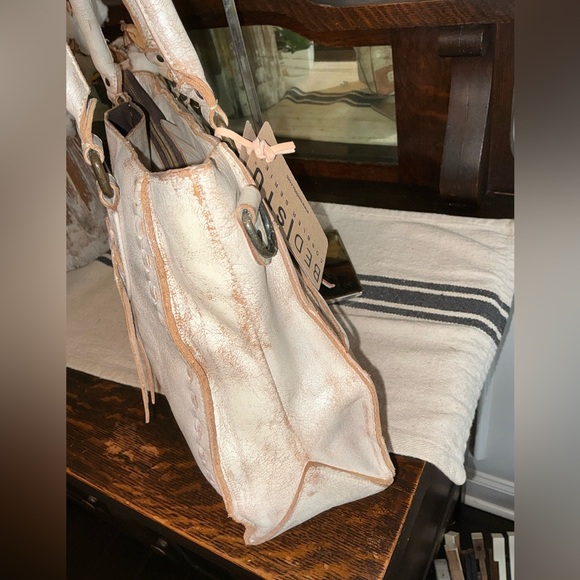 NWT Bed Stu Rockababy Patchwork Satchel Crossbody Bag Tan Nectar Lux MSRP $335 - Picture 5 of 11